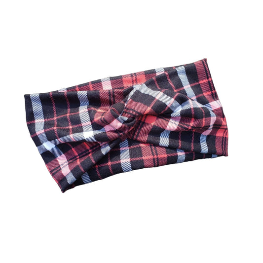 H012  Headband  Red/Black plaid