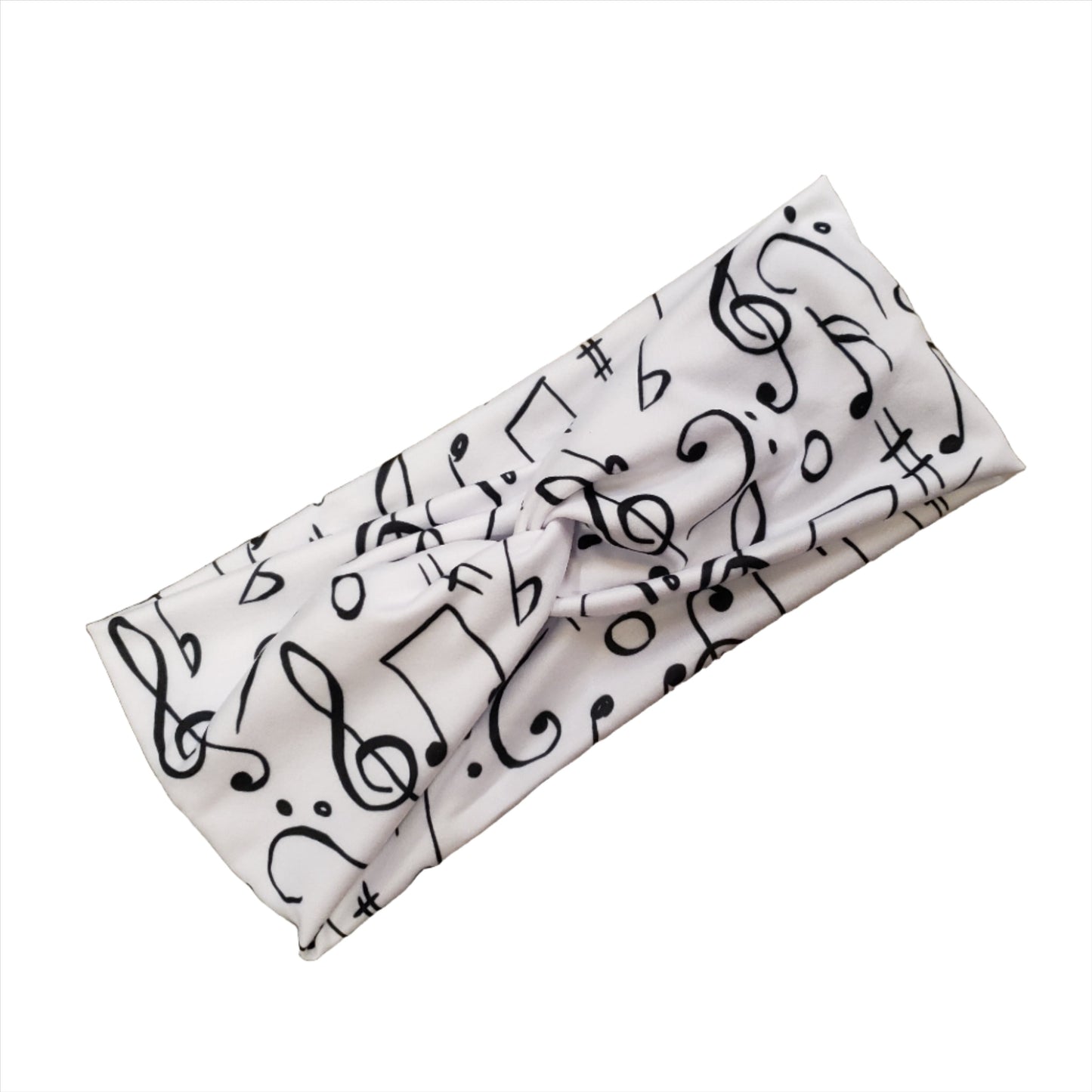 H173  Music Notes Headband, Black and White