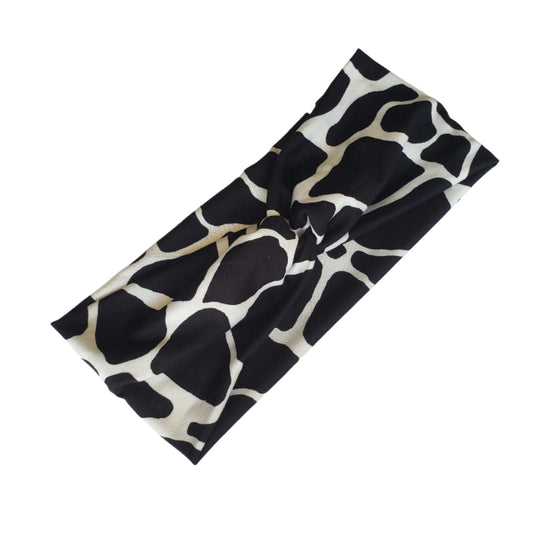 H065 Black White Animal Print "No Slip, Stay in Place" Headband