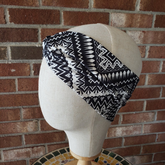 H198   Black and White  "No Slip, Stay in Place" Headband