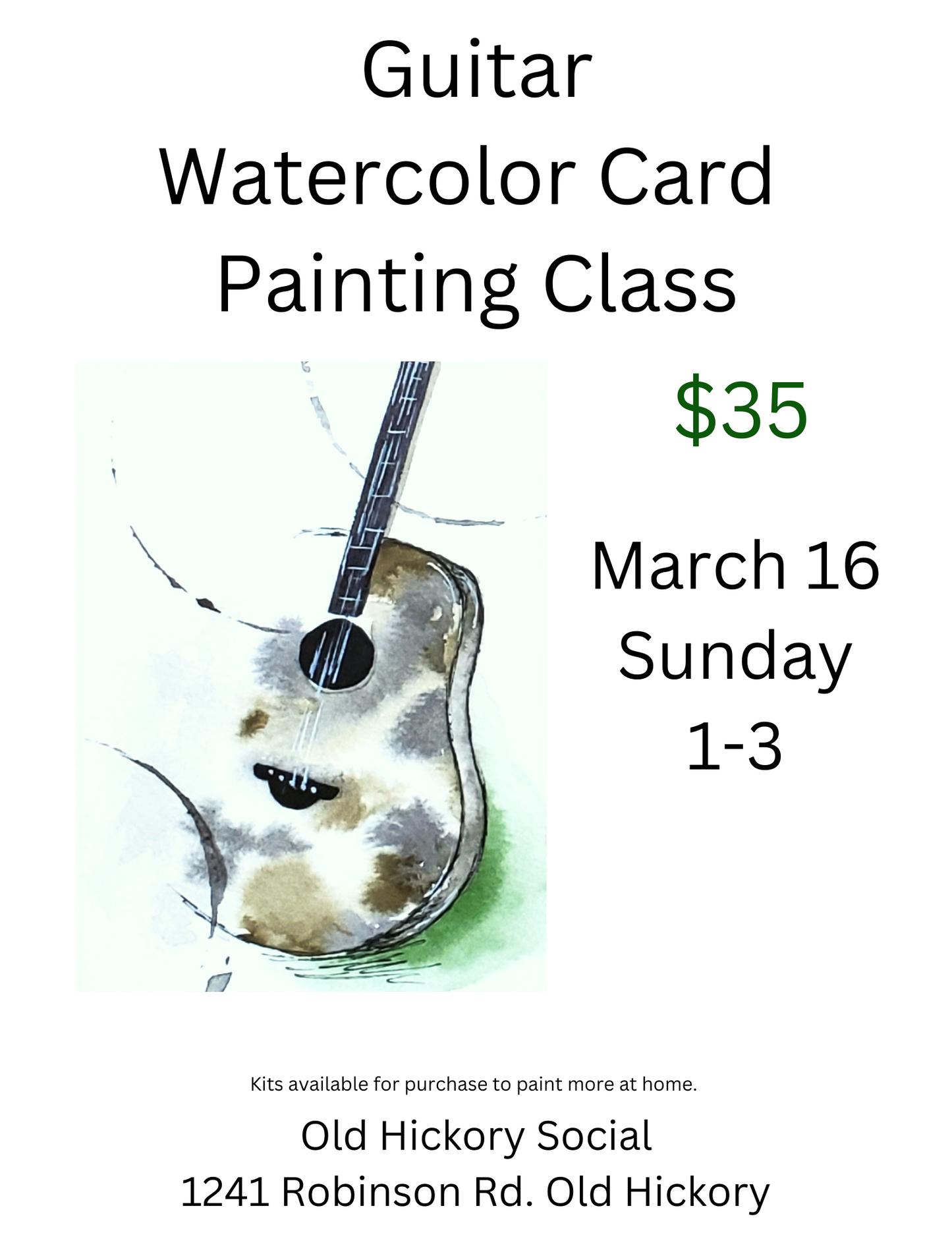 Class 7  Watercolor Guitar Card (3) Painting Class