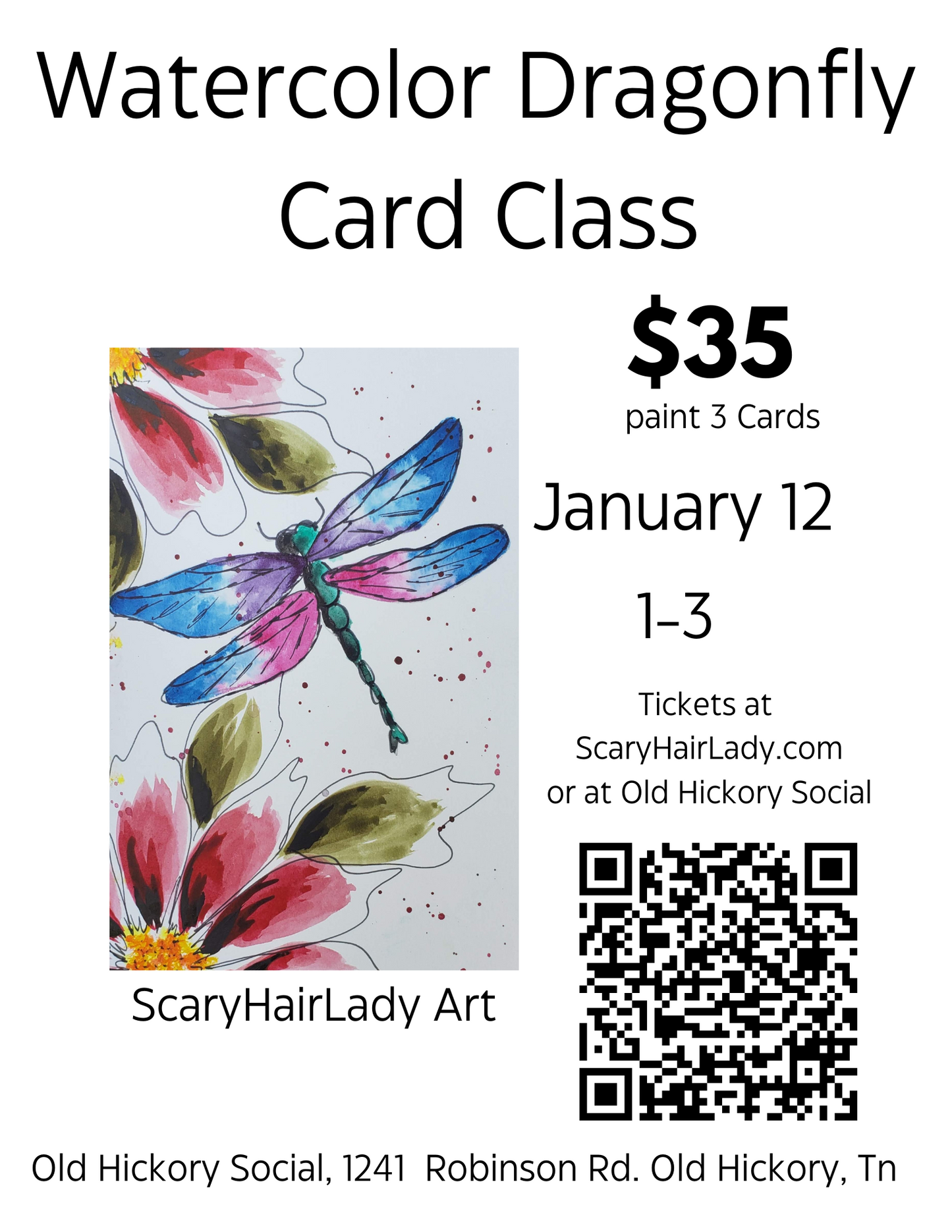 Class - Jan 12  Watercolor Dragonfly Card class