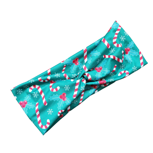 H044  Candy Cane  "No Slip" " Stay in Place" Headband