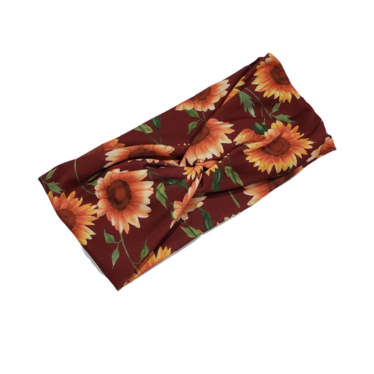 H126 Rust Sunflowers "No Slip, Stay in Place" Headband