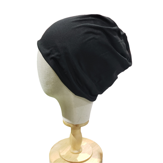 H076 Black Turbans, Nurse's Caps, Fitted Beanie, Slouchy Hat or Cancer Cap