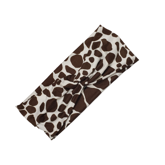 H149   Brown &White Cow Print  "No Slip, Stay in Place" Headband