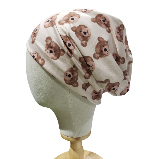 H223  Teddy Bear Turbans, Nurse's Caps, Fitted Beanie, Slouchy Hat or Cancer Cap