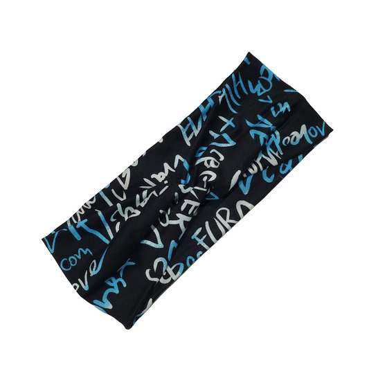 H139. Blue Letters "No Slip, Stay in Place" Headband