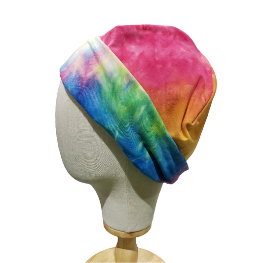 H131 Tie Dye Turbans, Nurse's Caps, Fitted Beanie, Slouchy Hat or Cancer Cap